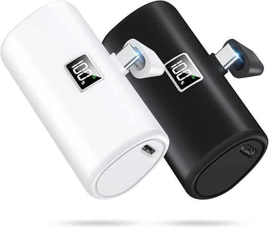 Portable Charger, [2-Pack] 6000mAh Power Bank for iPhone 17 16 15 Pro Max, 20W USB-C Fast Charge, LCD Display, Travel Essentials Small Battery Pack for Android Phones, Birthday Gifts for Women Man