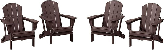 WestinTrends Malibu 4-Piece Set Outdoor Folding Poly Adirondack Chair, Dark Brown