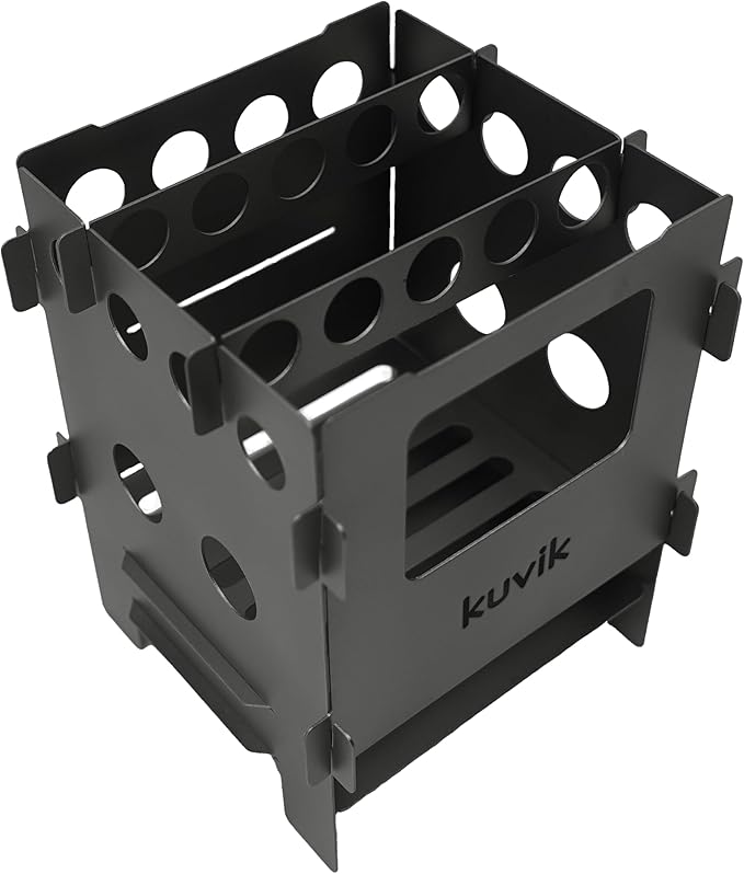 Kuvik Compact Titanium Wood Stove - Ultralight and Compact Stove for Backpacking, Camping, and Survival