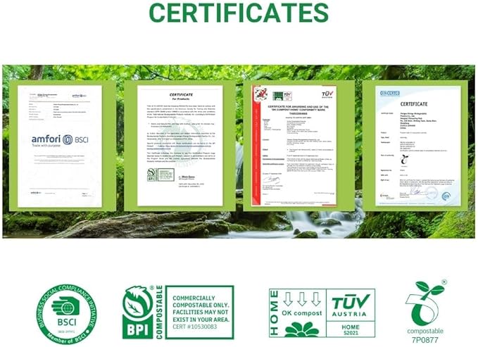 100% Certified Home Compostable Trash Bags, 55 Gallon, 60 Count, 1.57 Mils Extra Thick 38 x 58 Inches, 208 Liter, Compostable Liners, ASTM D6400 EN 13432 US BPI & OK Compost Home Certified