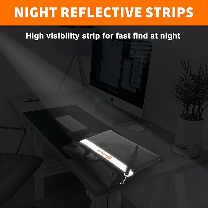 6200°F Upgraded Fireproof Money Bag with Lock, Fireproof Bag for A5 Documents w. Zipper/Reflective Strip, 9 Layers of Heat Insulated Materials, Water Resistant Fire Proof Money Bags for Cash,Valuables