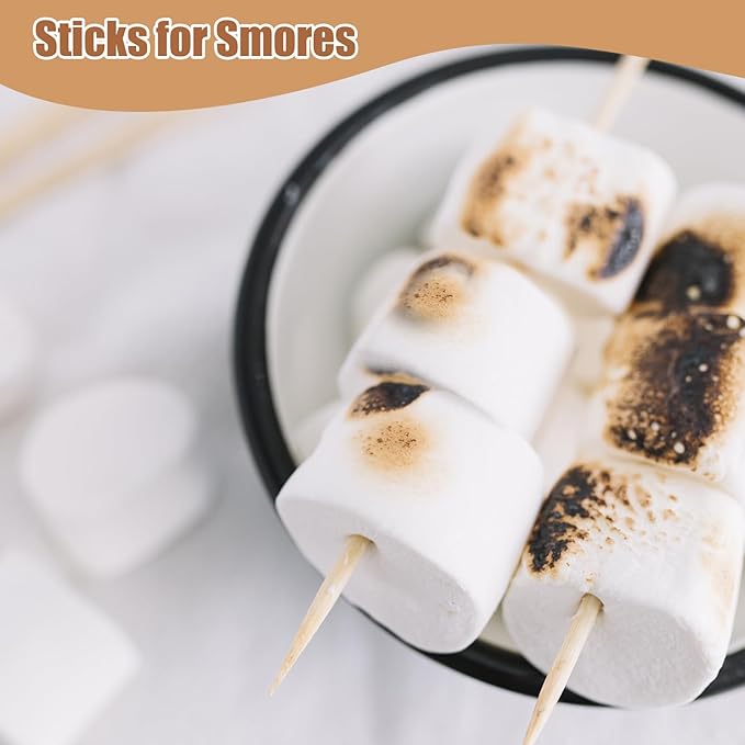 300PCS 16" Bamboo Skewers Sticks for Barbecue Smores Roasting Marshmallows Chocolate Fountain Plant Stakes Fruit and Crafting,Φ=4mm