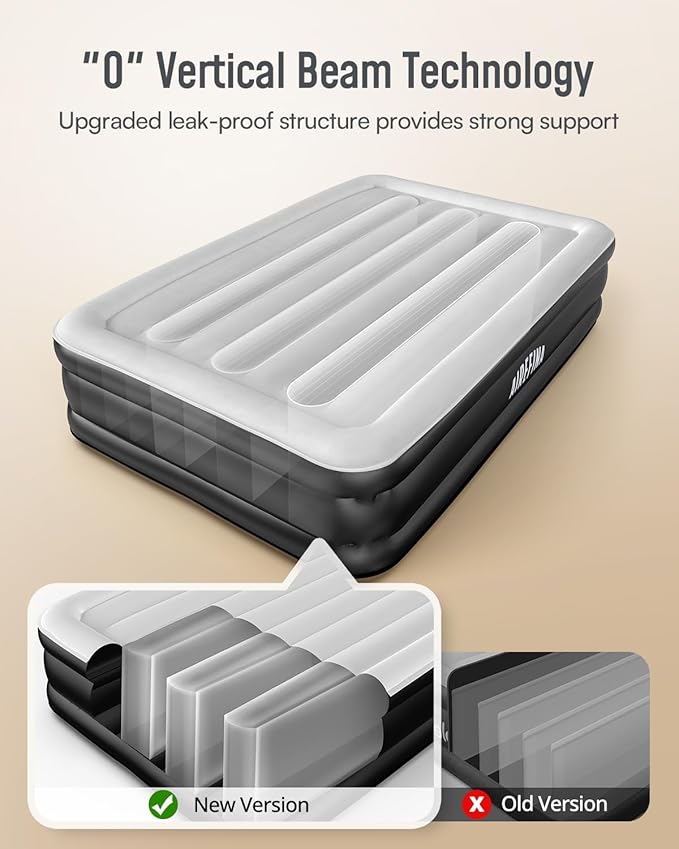 Airefina Air Mattress Full with Built in Pump, Upgraded 18'' Blow Up Mattress, Comfortable Inflatable Mattress for Home Guest Colchones Inflables Temporary Air Bed Full Size with Carry Bag 700 lbs Max