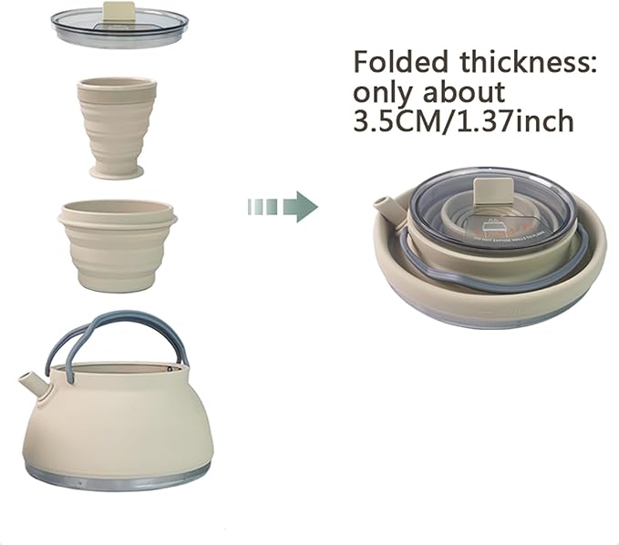 3 Pcs Camping cookware Set, 1.5L Collapsible Kettle with Bowl&Cups,Backpacing Mess Kit for Outdoor