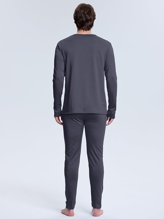 VZV Thermal Underwear for Men Fleece Lined Long Johns for Mens Thermals Top and Bottom Set Soft Base Layer for Winter
