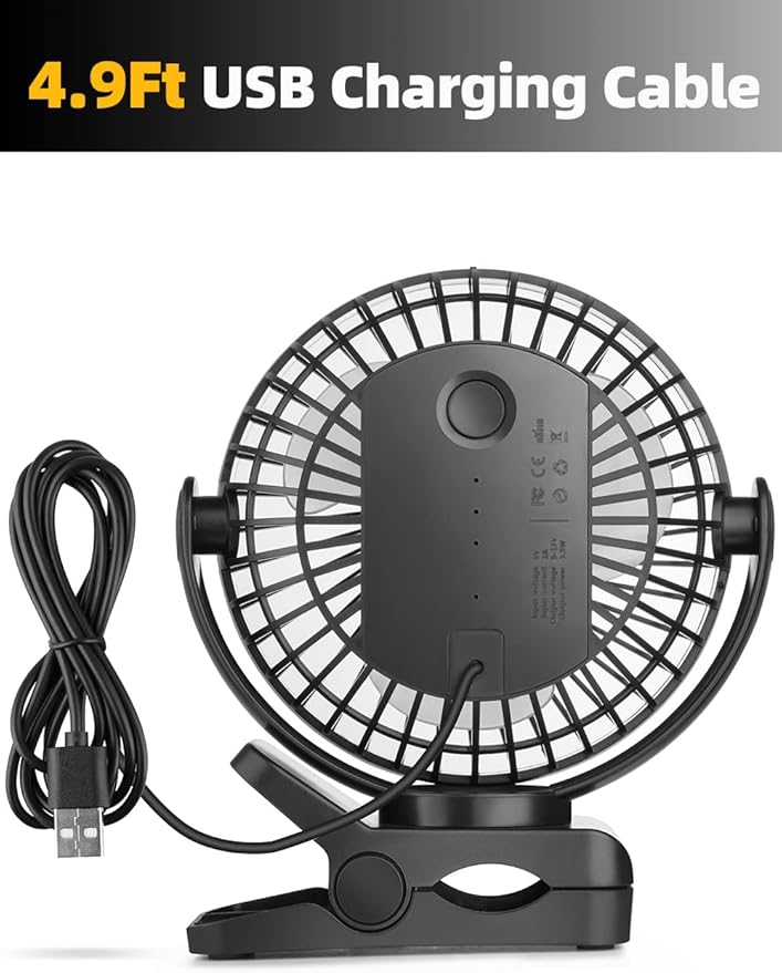 Viniper 6 inch USB Clip on Fan, Portable Small Desk Fan : 360° Rotation, 3 Speeds Wind Table Fan, Quiet Powerful for Home,Office (USB Powered Fan Not Rechargeable) - Pink