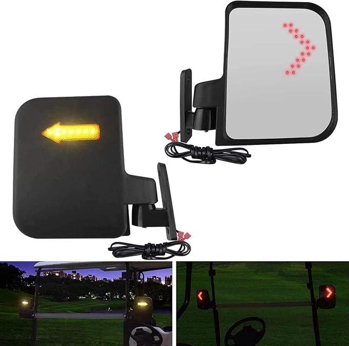 Golf Cart Side Mirrors with Turn Signal Light Golf Cart Rear View Mirrors for Club Car EZGO Yamaha Side Mirrors Golf Cart