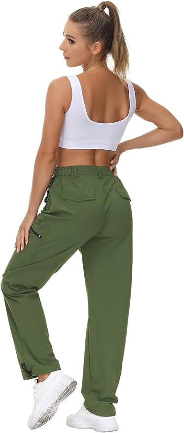 VVK Women's Hiking Cargo Pants Lightweight Quick Dry Outdoor Athletic Pants Camping Climbing Golf Zipper Pockets