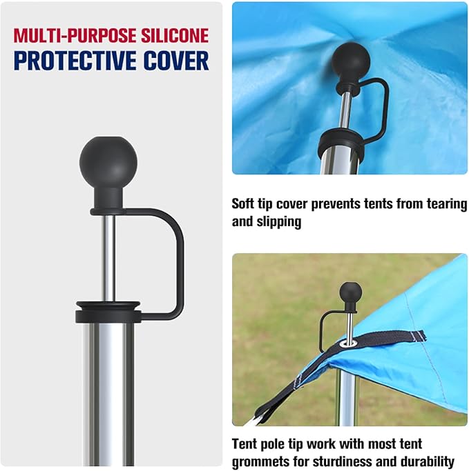 KOMCLUB Telescoping Tent Poles Tarp Poles Adjustable Stainless Steel Camping Tarp Pole for Outdoor Canopy Awning Rain Shelter-94.5 in Set of 2