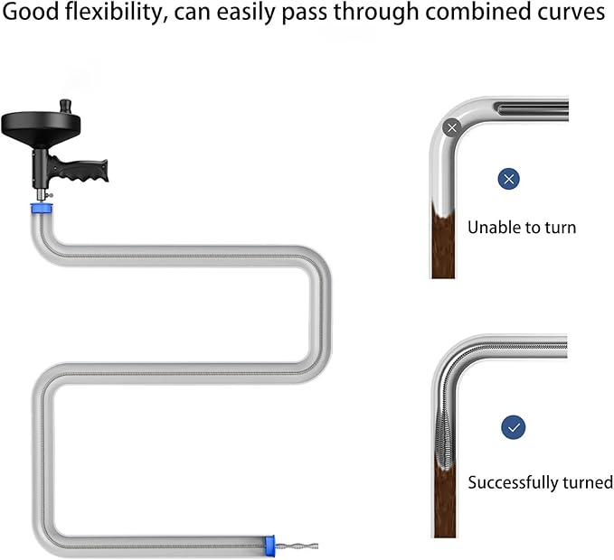 Drain Snake Drill,Drain Auger,33 ft. Drain Drill Drain Clog Removal Tool for Bathtub Drain, Bathroom Sink, Kitchen Cleaning (Black)