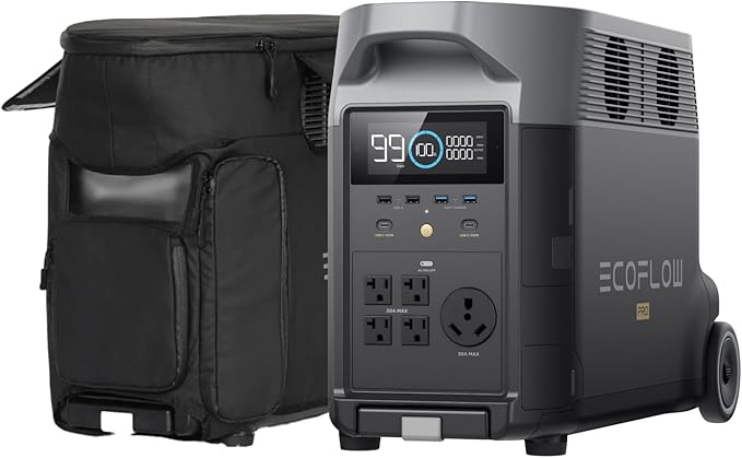 EF ECOFLOW Portable Power Station 3600Wh DELTA Pro, 2.7H to Full Charge, 5 AC Outlets, 3600W, 120V Lifepo4 Power Station with Expandable Capacity, Solar Generator for Home Use, Blackout, RV