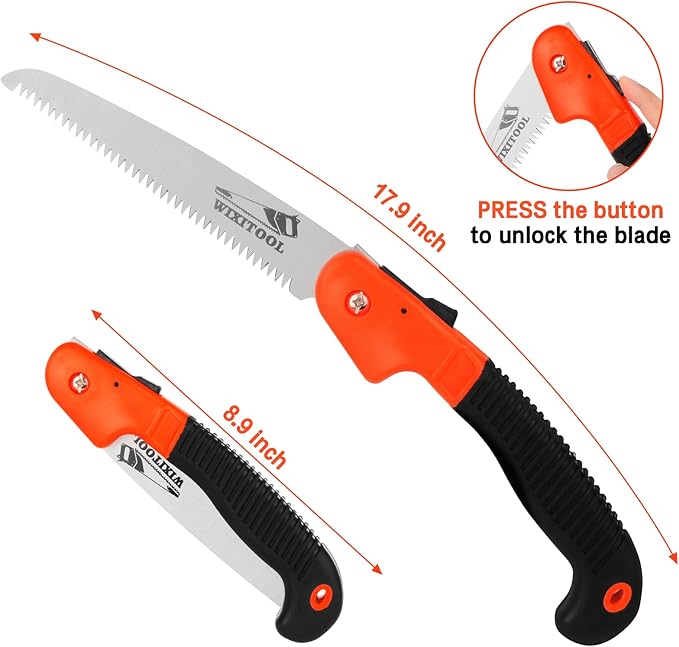 Folding Pruning Saw, Hand Held Design Jab Saw for Trimming Gardening Camping Hiking PVC Bone Cutting Wood, Portable Survival Foldable Saw with Rugged Blade(7") Ergonomic Non-Slip Handle Security Lock