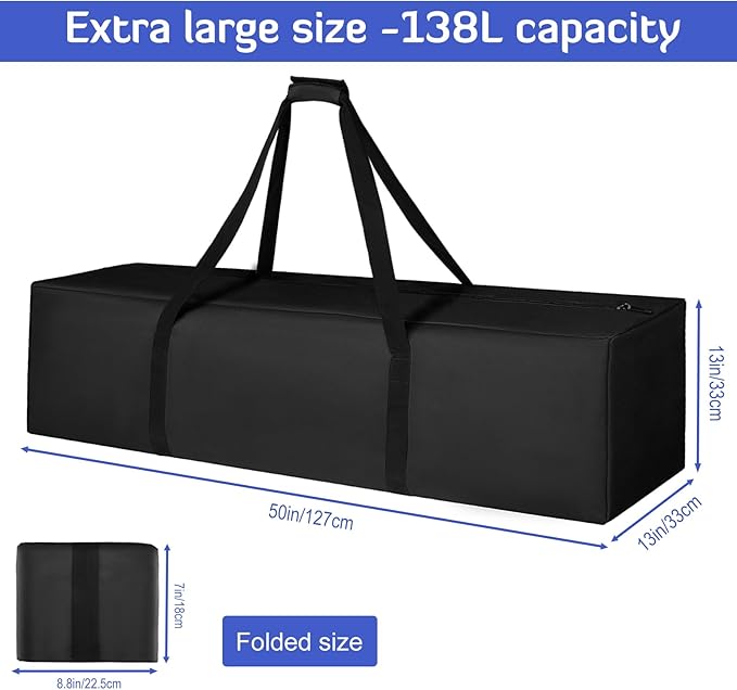 INFANZIA 50x13x13 inch Duffel Travel Sports Equipment Bag, Long Luggage Bag with Upgrade Zipper Water Resistant, Extra Large Foldable Storage Bag for Camping, Tent, Tripod, Fishing