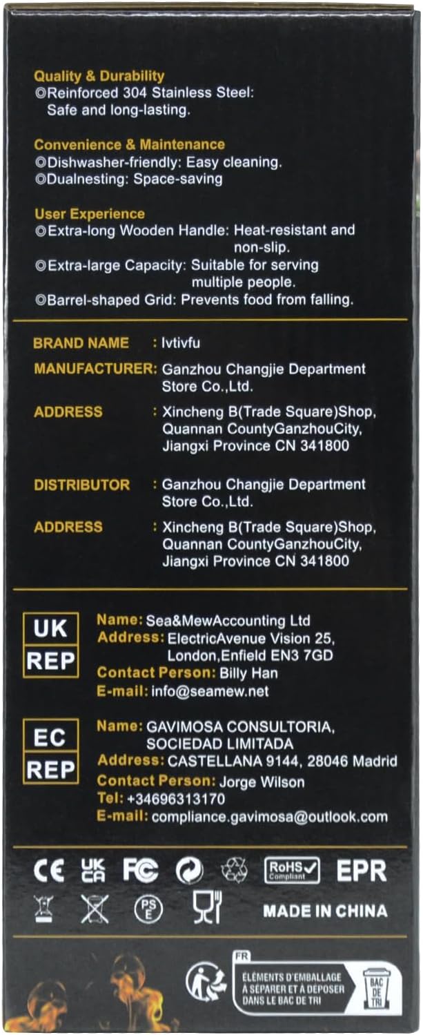 Rolling Grill Baskets (2PCS, Hexagon), Removable Wooden Handle, 304 Stainless Steel, Nesting Grilling Net, BBQ Accessories Tools for Vegetables Shrimp, Outdoor Cooking Camping, Birthday Gifts for Men Dad Husband