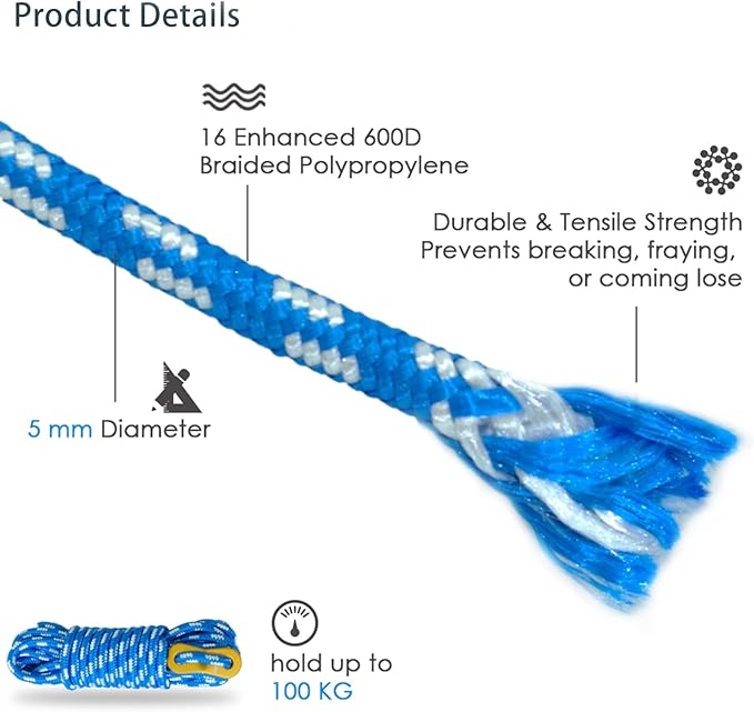 GEERTOP 6 Pack 5 mm Guy Lines Ultralight Tent Cords with Aluminum Adjuster Tensioner Outdoor Camping Guylines Ropes for Tent Tarp, Canopy Shelter, Climbing, Hiking Backpacking Survival Gear