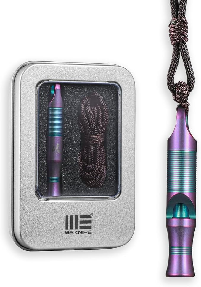 WeKnife Emergency Whistle Survival Loud, Titanium Outdoor Safety Whistle Survival Shrill Loud Blast with Paracord for Kayak, Life Vest, Jacket, Boating, Fishing,Camping, Hiking, Hunting, Coyote