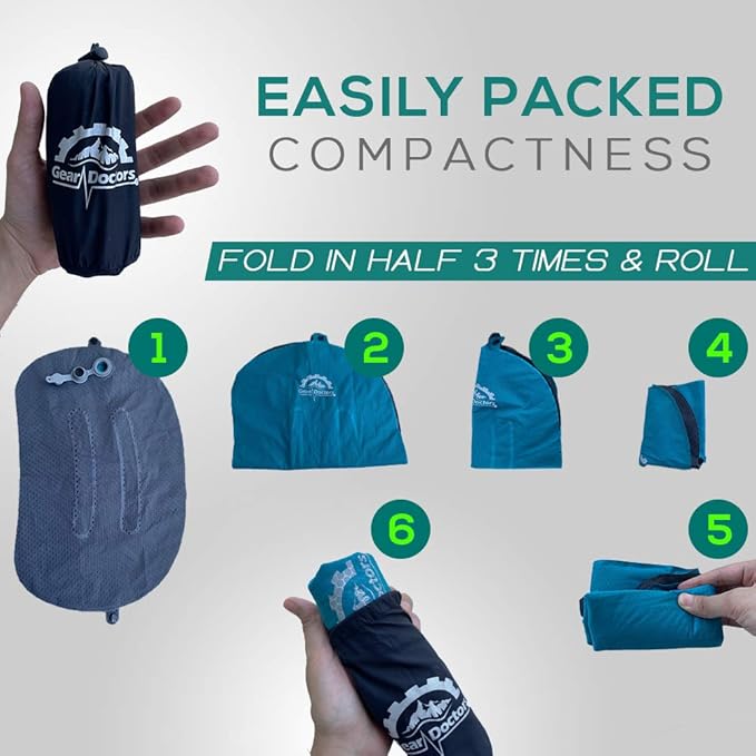 Gear Doctors Inflatable Camp Pillow - Backpacking, Blue