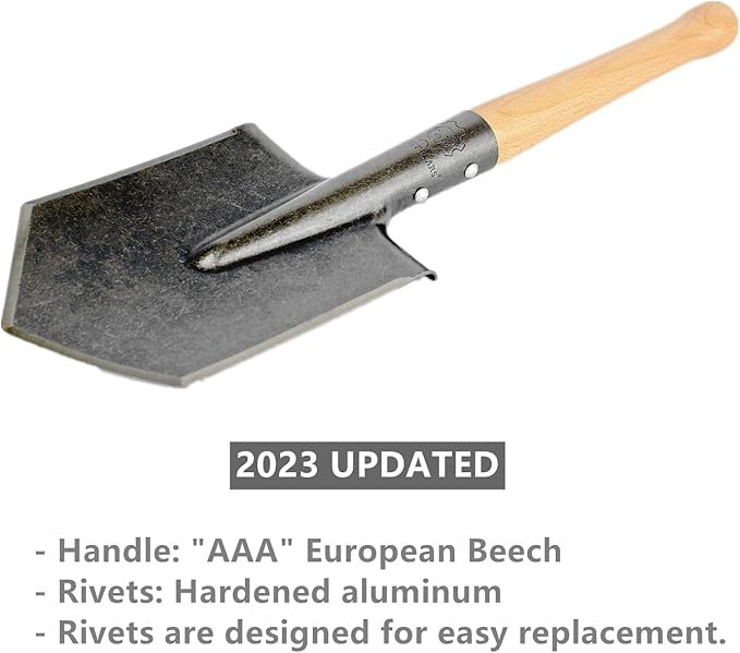 Mastiff Gears® Battle Wolf Shovel, Remodeled Sapper Shovel with Hardwood Handle, for Camping, Hiking, Fishing, Self-Defence and Emergency