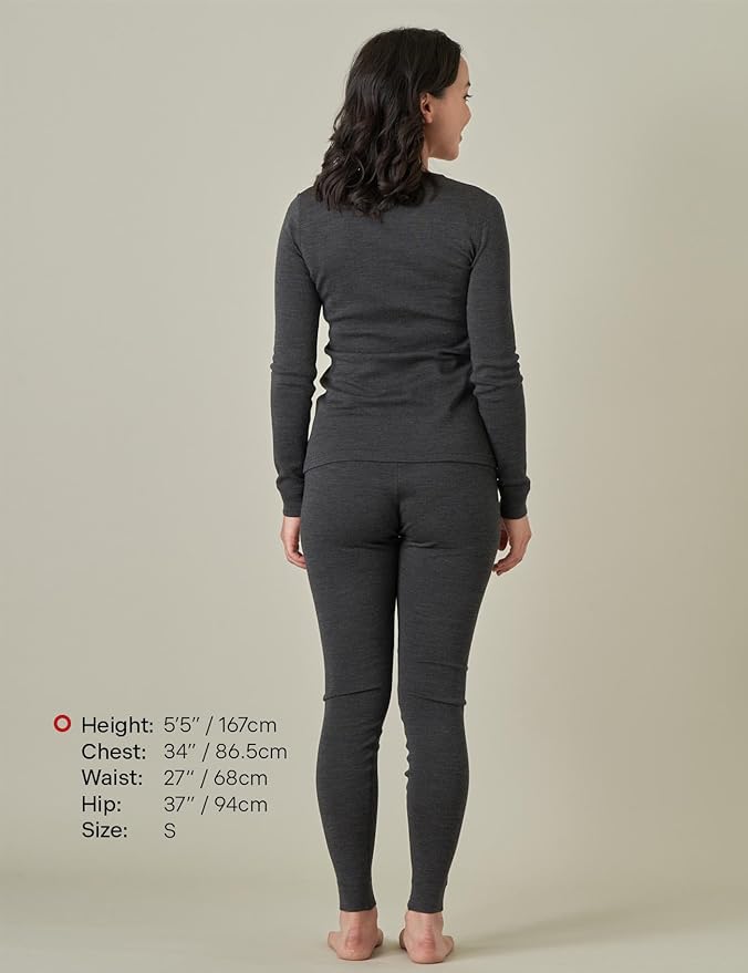LAPASA Womens 100% Merino Wool Base Layer Set Lightweight & Midweight Thermal Underwear Long John Top & Bottom Warm L58/L91