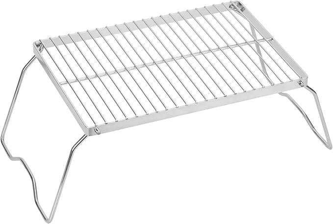 ZORMY 13" Small Folding Campfire Grill, 304 Stainless Steel Firepit Grill Grate, Heavy Duty Portable Camping Grill with Carrying Bag, Gas BBQ Grill Grate for Backpacking, Hiking, Picnics (Medium)