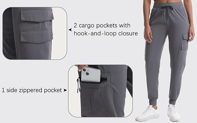 Women's Hiking Pants with Pockets Water Resistant Lightweight Quick Dry Cargo Pants for Travel Outdoor