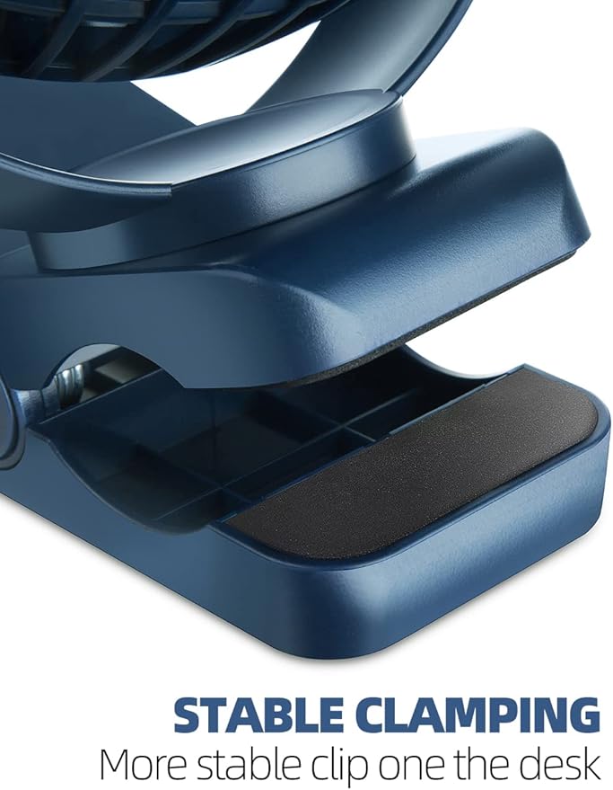 Viniper 6 inch Rechargeable Clip on Fan, 5000mah Battery Desk Fan : 360° Rotation & 3 Speeds Strong Wind Portable Fan, 8-30 Working Hours, Quiet and Powerful (Blue)