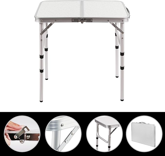 RedSwing 2ft Folding Camping Table,Small Portable Pinic Table Adjustable Height, Lightweight Aluminum Camping Table for Outdoor Indoor Hiking Camp