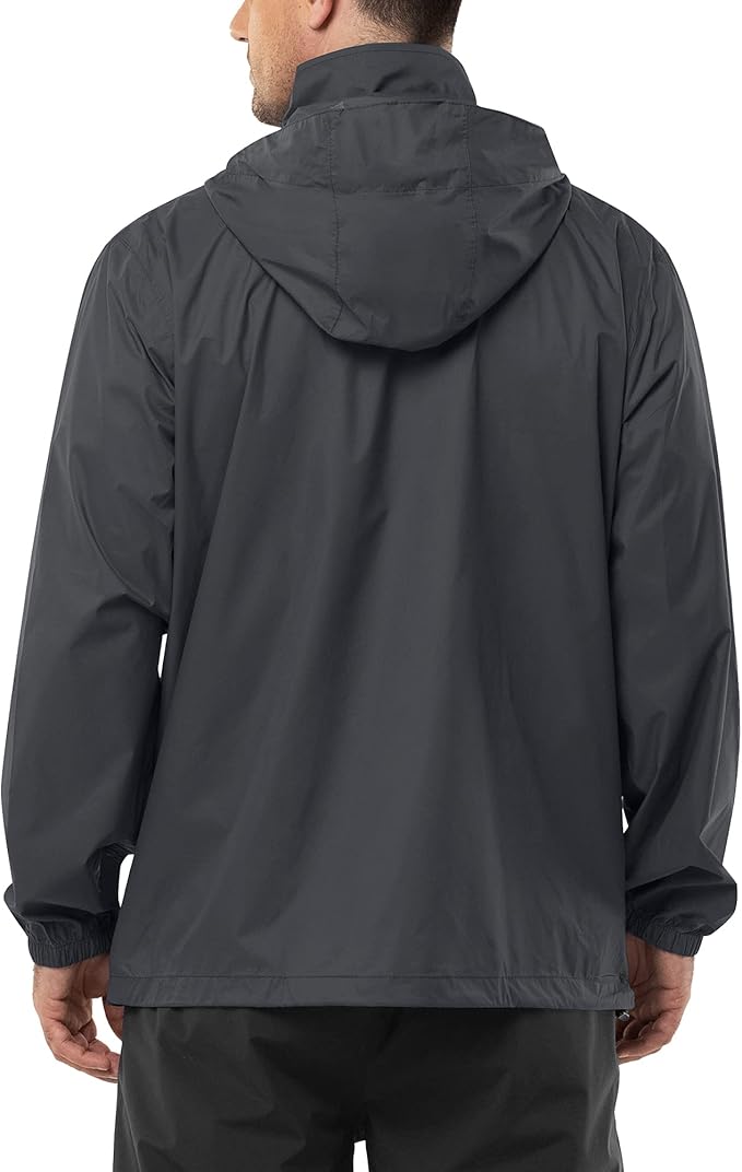 Outdoor Ventures Men's Rain Jacket Waterproof Lightweight Packable Rain Shell Raincoat with Hood for Golf Hiking Travel