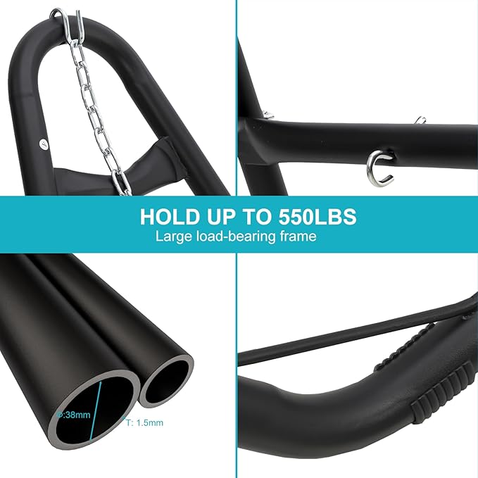 PioneerWorks Hammock Stand, Steel Hammock Frame Heavy Duty 550 LBS Capacity 2Person, Fits Hammocks 9 to 14 Ft, Portable Hammock Rack Adjustable Universal for Indoor Outdoor Backyard Camping Use