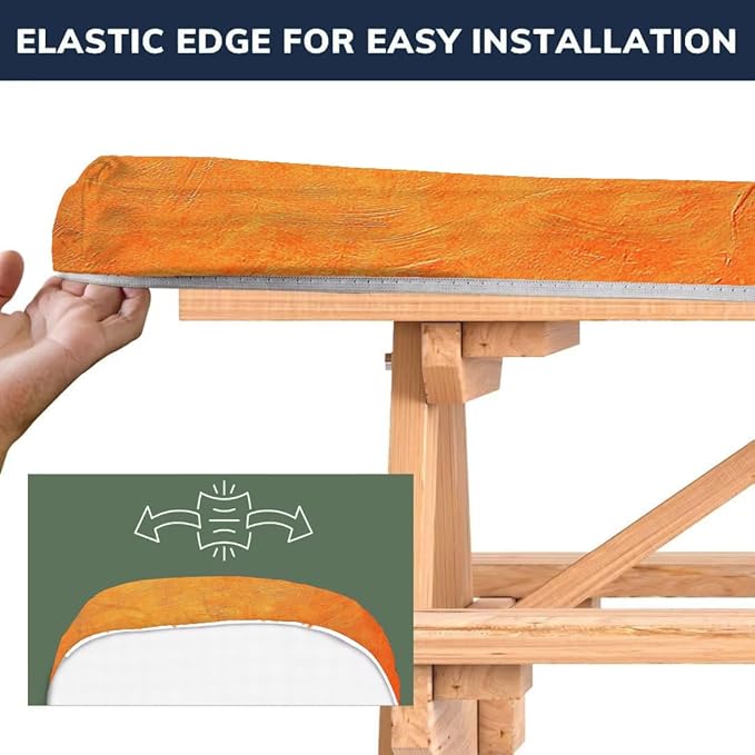 CAPSCEOLL Elastic Picnic Table Cover with Bench Covers 5Ft Waterproof Fitted Picnic Table Cover Cloths for Outdoors Camping Tablecloth with Drawstring Bag, 60X30in, Burnt Orange