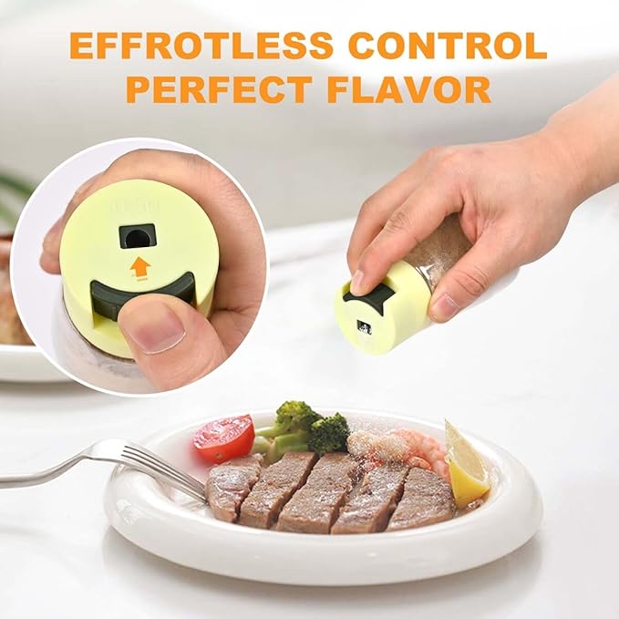 iNeibo Salt and Pepper Shakers Set, 2Pcs Plastic Salt Dispenser, Clear, with Squeezing Lid, Moisture Proof, Perfect for Cooking, Picnic, Outdoor BBQ, 1.2 Ounces for Easy Portability and Use