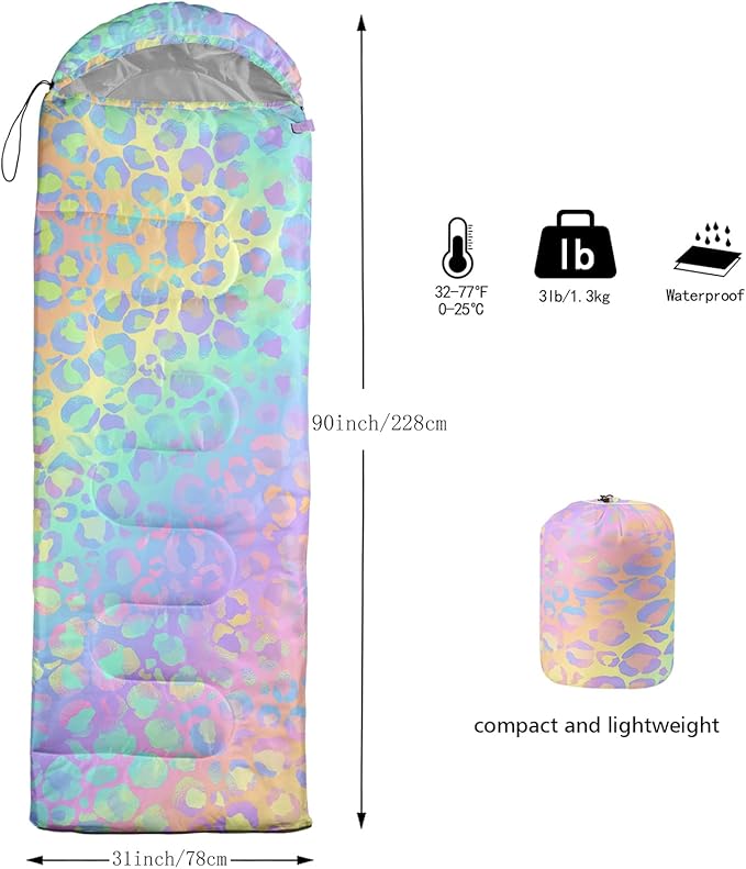 AILONEN Outer Space Astronaut Camping Sleeping Bags,Lightweight & Waterproof,3 Season Warm & Cool Weather,Cartoon Sleeping Bags for Kids,Boys Girls Travelling,Outdoors