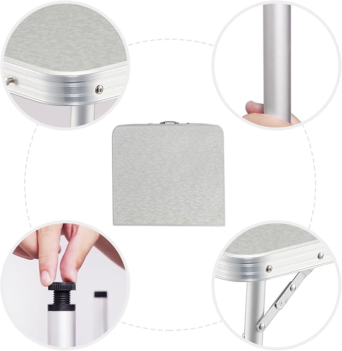 RedSwing Aluminum Folding Table 3 Feet Adjustable Height, Lightweight and Portable Camping Table, 36x24 Inches