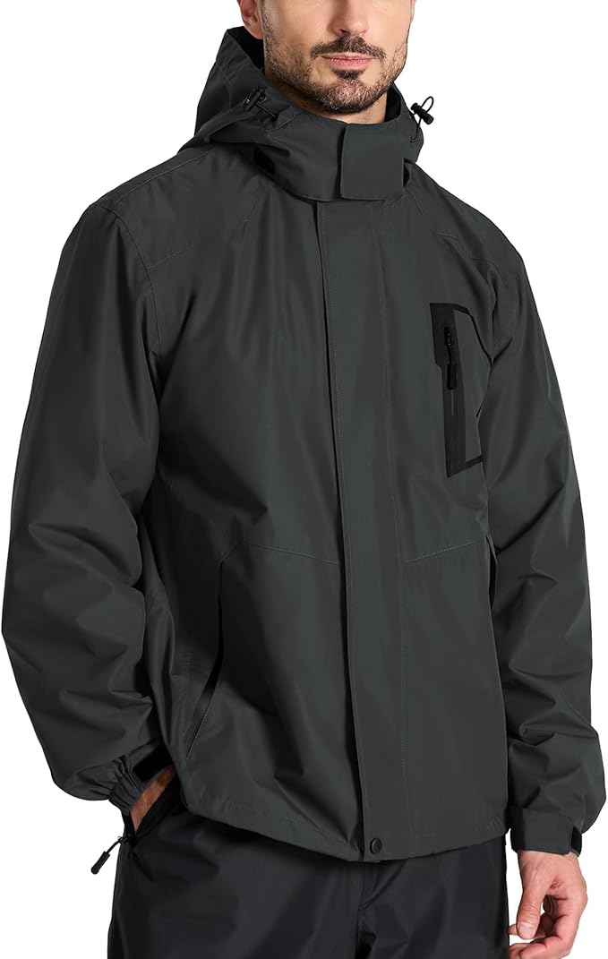 SWISSWELL Mens Rain Jackets Waterproof with Hood Men Windbreaker Jackets Lightweight Rain Coats for Golf Fishing Hiking