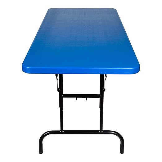 OEF Furnishings Height Adjustable Folding Table, 30" x 72", Blue.