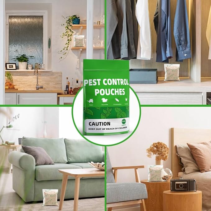 Pest Control, Mouse Repellent Pouches, Rodent Repellent, Mice Repellant Indoor, Peppermint Mice to Repel Spider, Ant, Roach & Mosquito, Rat Repellant Outdoor, Keep Mouse Out of Camper-12P