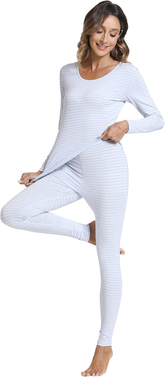 WiWi Soft Viscose from Bamboo Underwear for Women Thermal Long Johns Sets Super Warm Base Layer Top Pants Pajamas Set S-3X