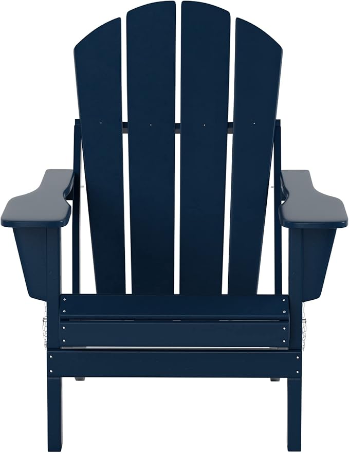 WestinTrends Malibu Malibu Outdoor Folding Poly Adirondack Chair (Set of 8), Navy Blue
