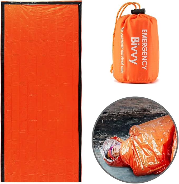 Emergency Sleeping Bag - Lightweight Survival Sleeping Bag Waterproof Thermal Bivy Sack Tent Portable Emergency Blanket Survival Gear for Camping Hiking Outdoor Adventure Activities