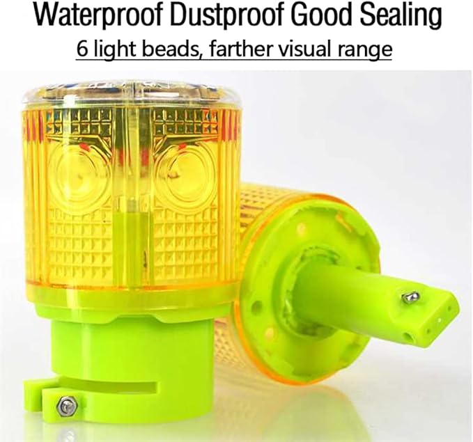 Solar Strobe Warning Light, Super Bright Single Column Solar Emergency Strobe Warning Light, Flashing Barricade Safety Road Construction Traffic Flashing (Yellow)