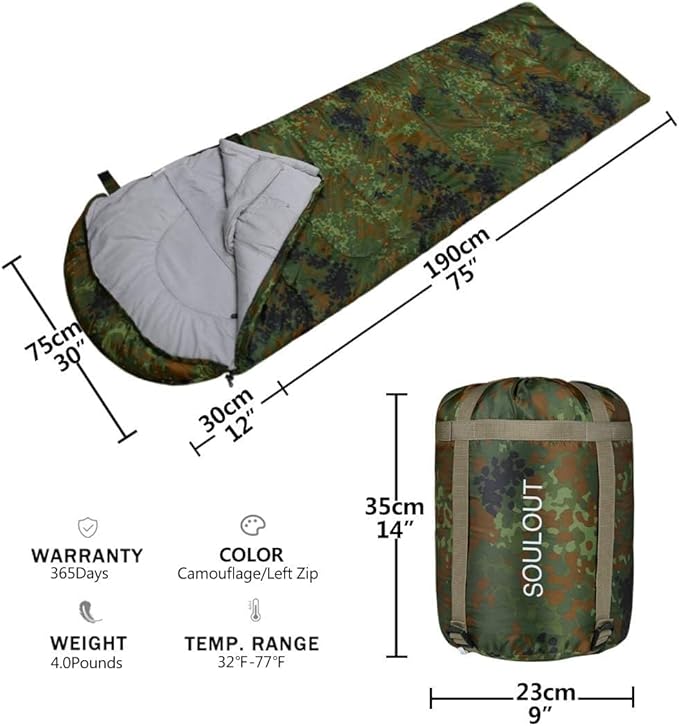 Sleeping Bag,3-4 Seasons Warm Cold Weather Lightweight, Portable, Waterproof Compression Sack Adults & Kids - Indoor & Outdoor Activities: Traveling, Camping, Backpacking, Hiking