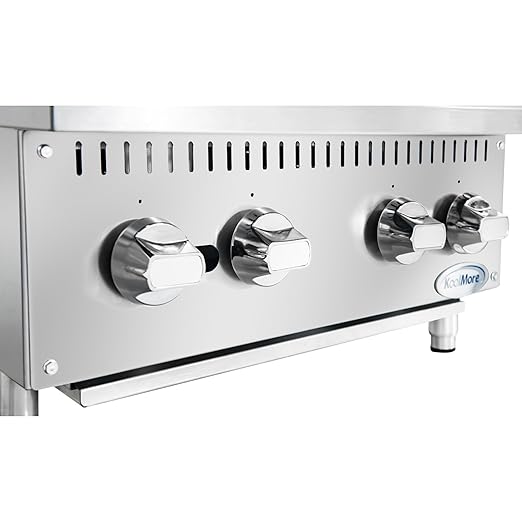 KoolMore KM-CRSU-24 24 in. Commercial Four-Burner Natural Gas Step Up Range, 104000 BTU in Stainless-Steel, ETL Listed