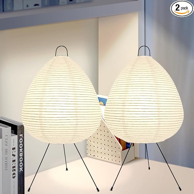 YY YEARCHY White Paper Lanterns Lamp Table Lamp Japanese Lantern Lamps for Bedroom Livingroom (Tall 2 Pack)
