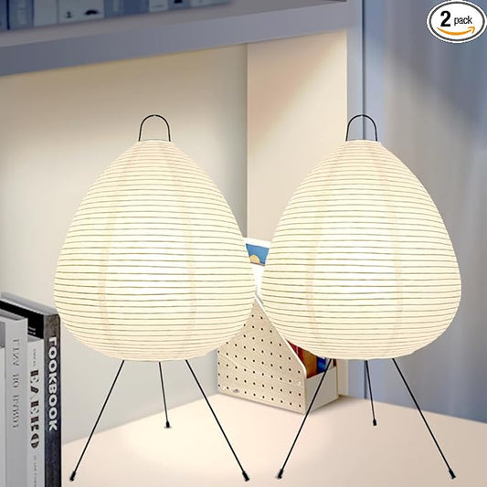 YY YEARCHY White Paper Lanterns Lamp Table Lamp Japanese Lantern Lamps for Bedroom Livingroom (Tall 2 Pack)
