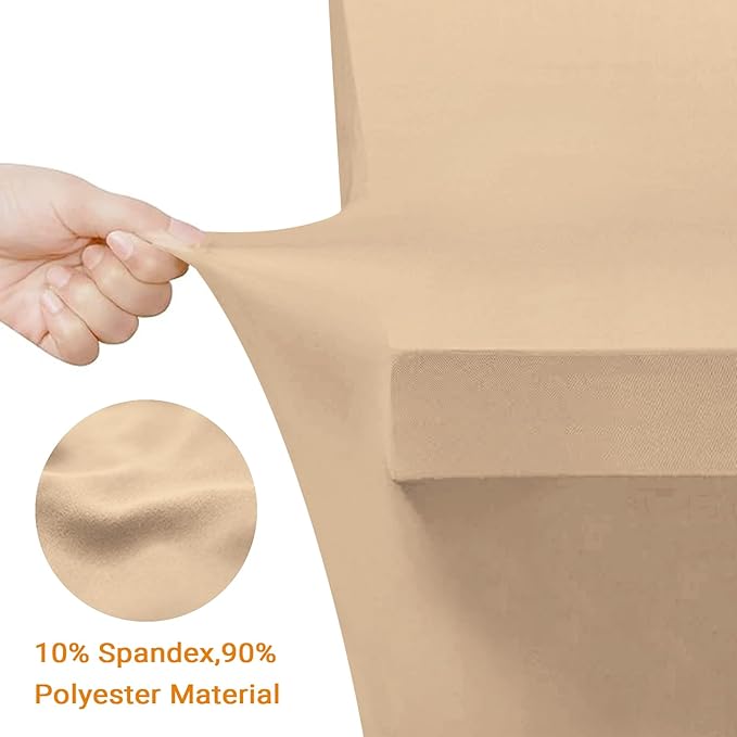 Eurmax USA 4Ft Rectangular Fitted Spandex Tablecloths Wedding Patio Table Covers Event Stretchable Tablecloth (Champagne)