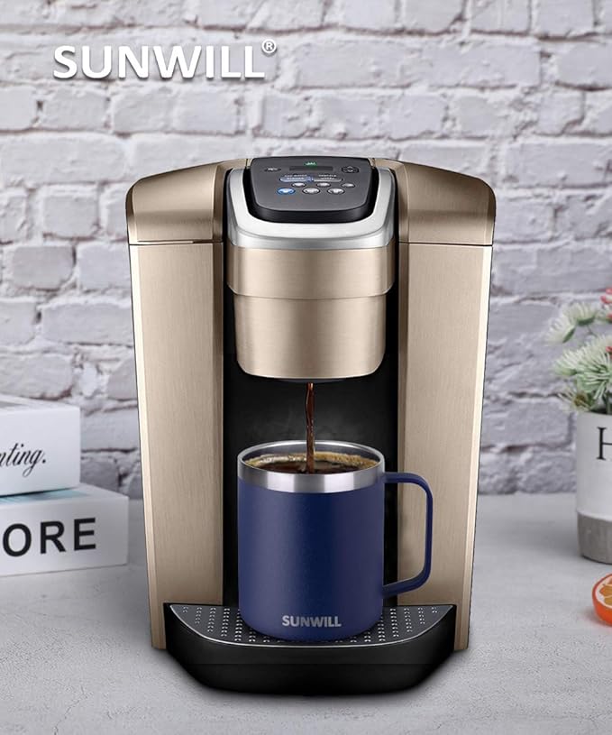 SUNWILL Travel Coffee Mugs Set of 4, Insulated Tumbler with Lid, 14oz Stainless Steel Cup with Handle Bulk for Gift, Camping, Office, Powder Coated Navy Blue