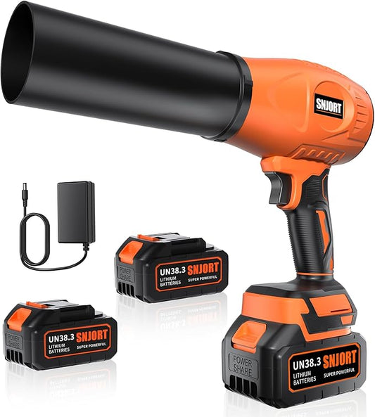 Leaf Blower Cordless with Battery and Charger,500,000 RPM,Extended Nozzle,Lightweight Handheld Design,Blower for Patio Cleaning,car Blowing Water,Blowing Leaves and Dust（Citrus Orange）