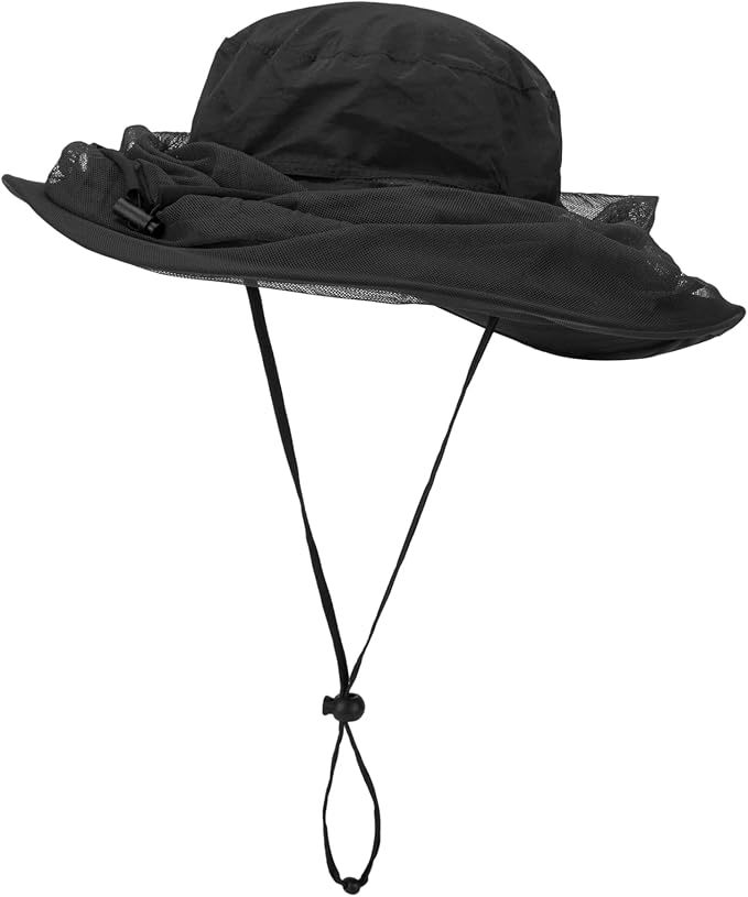 Fishing Hat Sun Protection Hat Mosquito Head Net for Outdoors Bucket Hat with Hidden Net Mesh