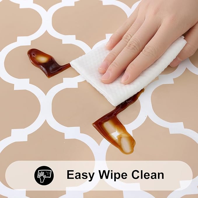 Smiry Rectangle Picnic Table Cover, Waterproof Elastic Fitted Camping Tablecloths for 5 Foot Tables, Wipeable Flannel Backed Vinyl Tablecloth Protector for Indoor, Outdoor (Khaki, 36x60 Inches)