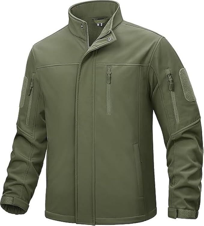 TACVASEN Men's Tactical Softshell Jacket Fleece Lined Water Resistant Windbreaker Military Lightweight Coat for Hiking